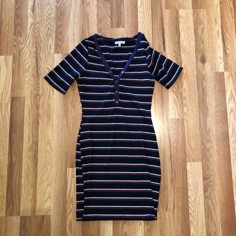 Navy Blue/White Striped Dress
